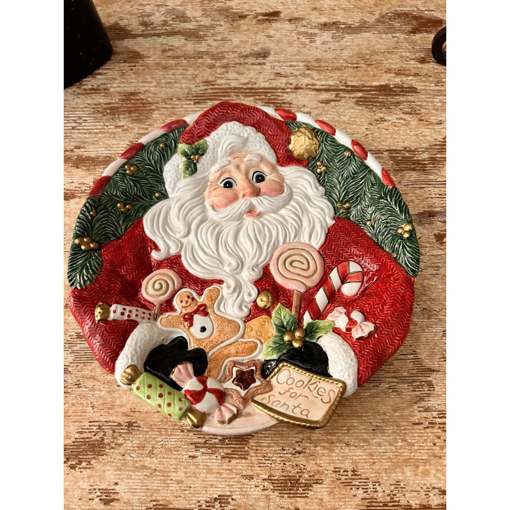 VTG New Fitz Floyd Santa Cookie Plate